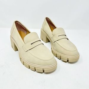 NEW Sincerely Jules Dylan Loafer Heels Tan Faux Leather Size 9.5